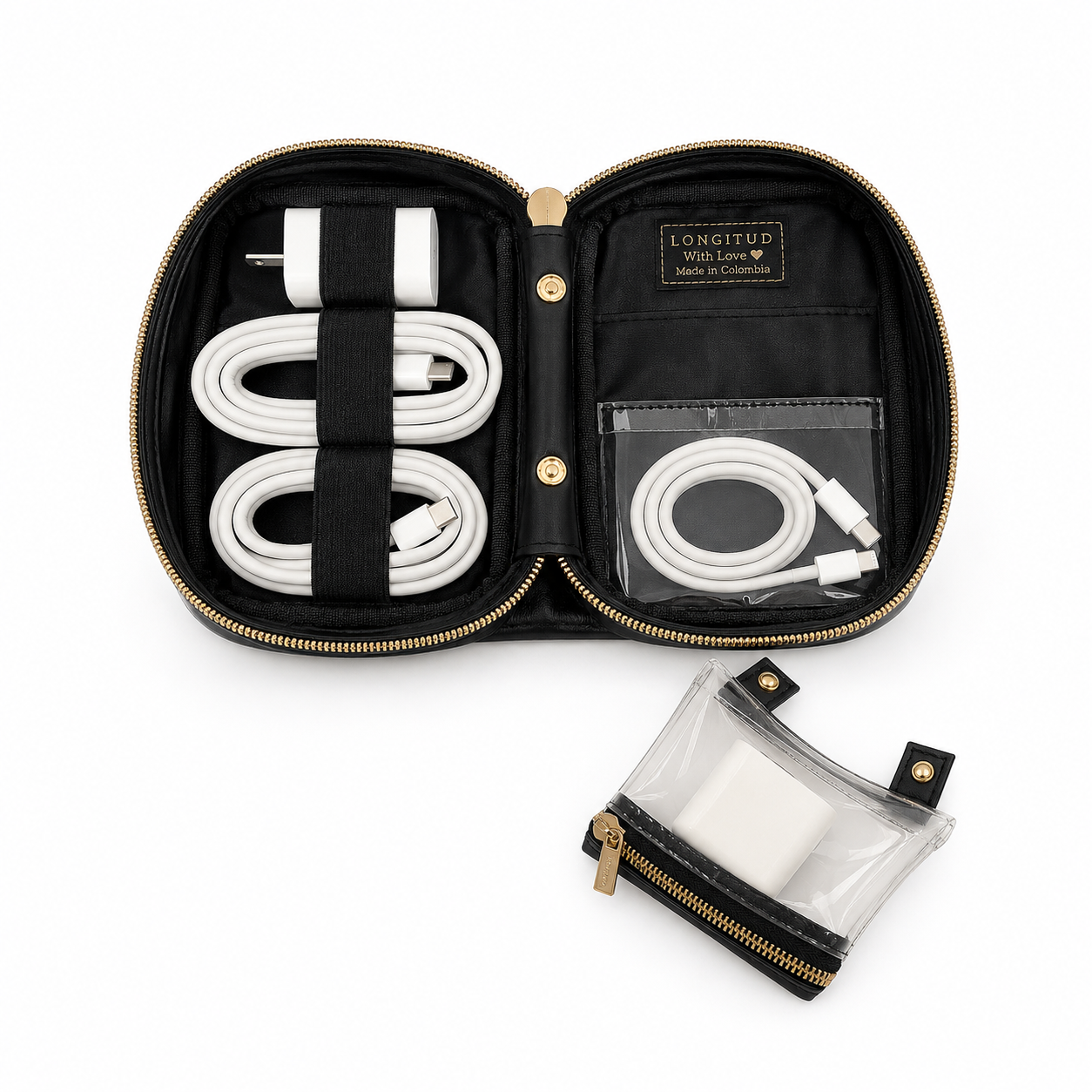 Estuche Cables en estampado Tigre, en uso